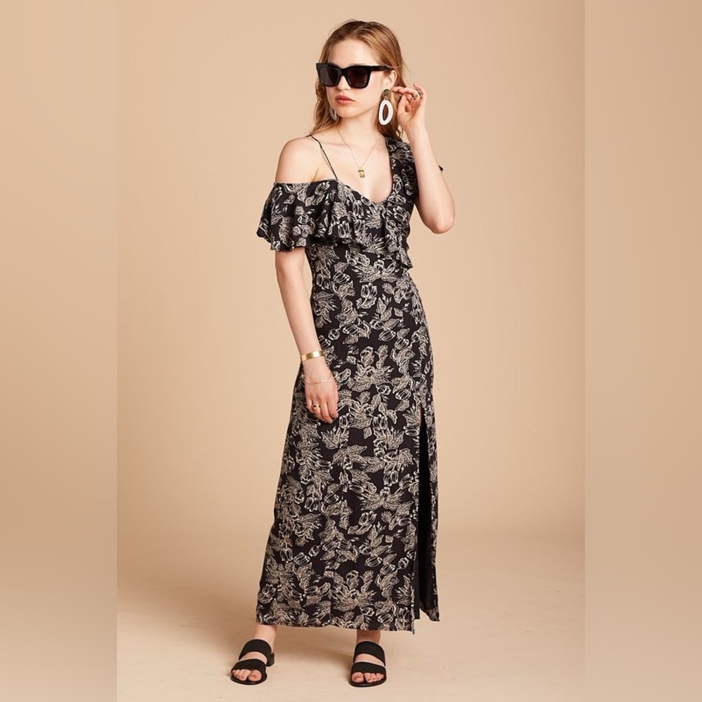 Amuse Society - flower maxi dress black midnight NWT